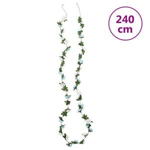 Blomsterkranser for jul 6 stk blå og hvit 240 cm