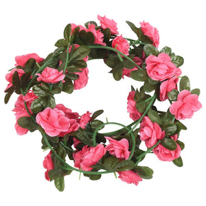 Kunstige blomsterkranser 6 stk rødrosa 240 cm