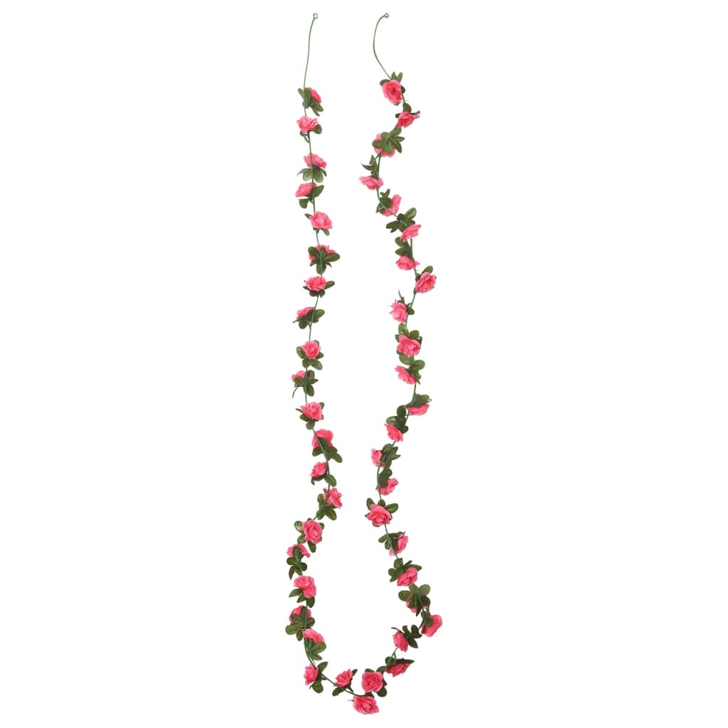 Kunstige blomsterkranser 6 stk rødrosa 240 cm