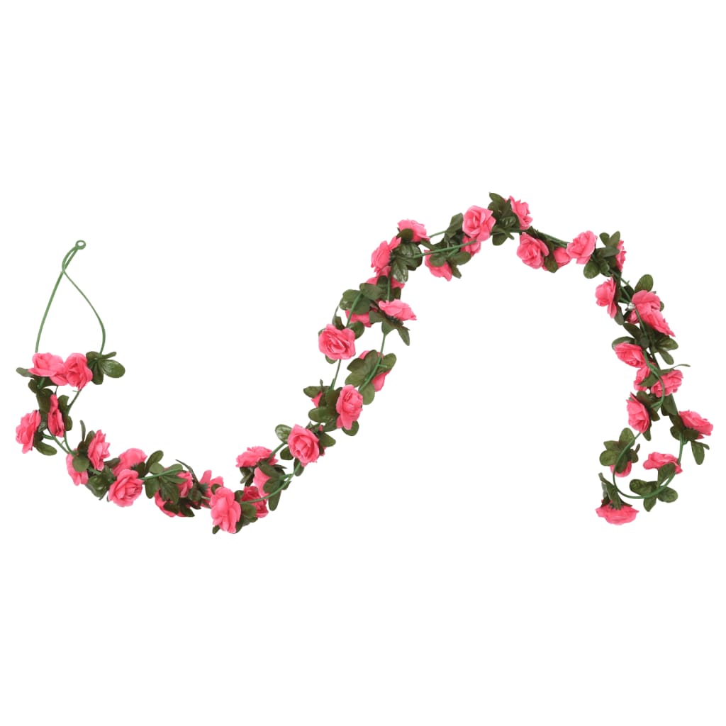 Kunstige blomsterkranser 6 stk rødrosa 240 cm