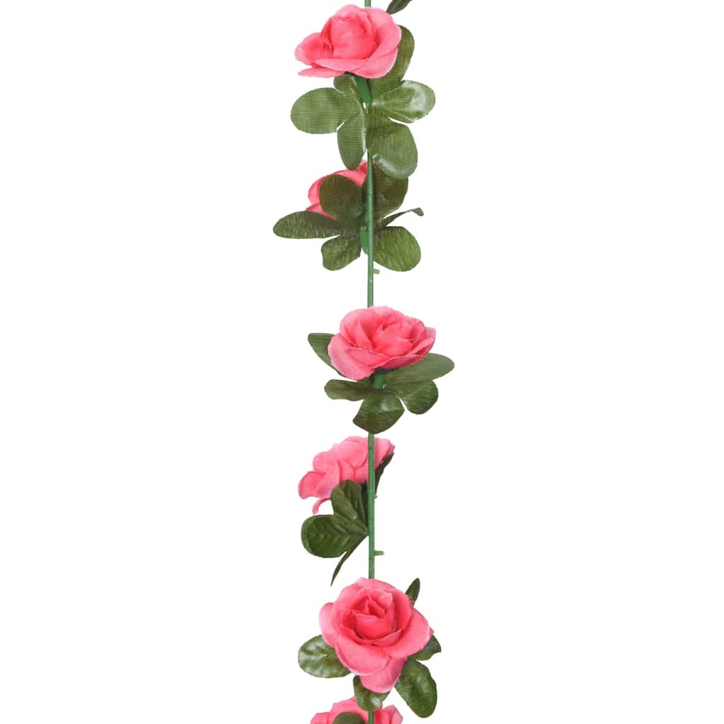 Kunstige blomsterkranser 6 stk rødrosa 240 cm