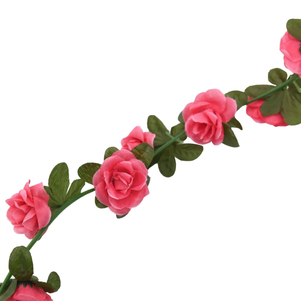 Kunstige blomsterkranser 6 stk rødrosa 240 cm