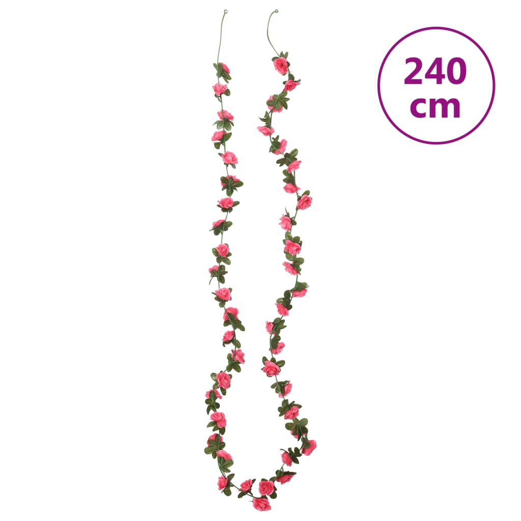 Kunstige blomsterkranser 6 stk rødrosa 240 cm