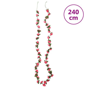 Kunstige blomsterkranser 6 stk rødrosa 240 cm