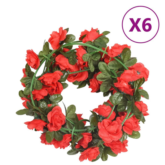 Blomsterkranser for jul 6 stk rød 240 cm