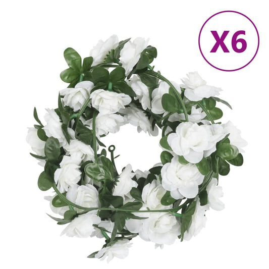 Blomsterkranser for jul 6 stk hvit 240 cm