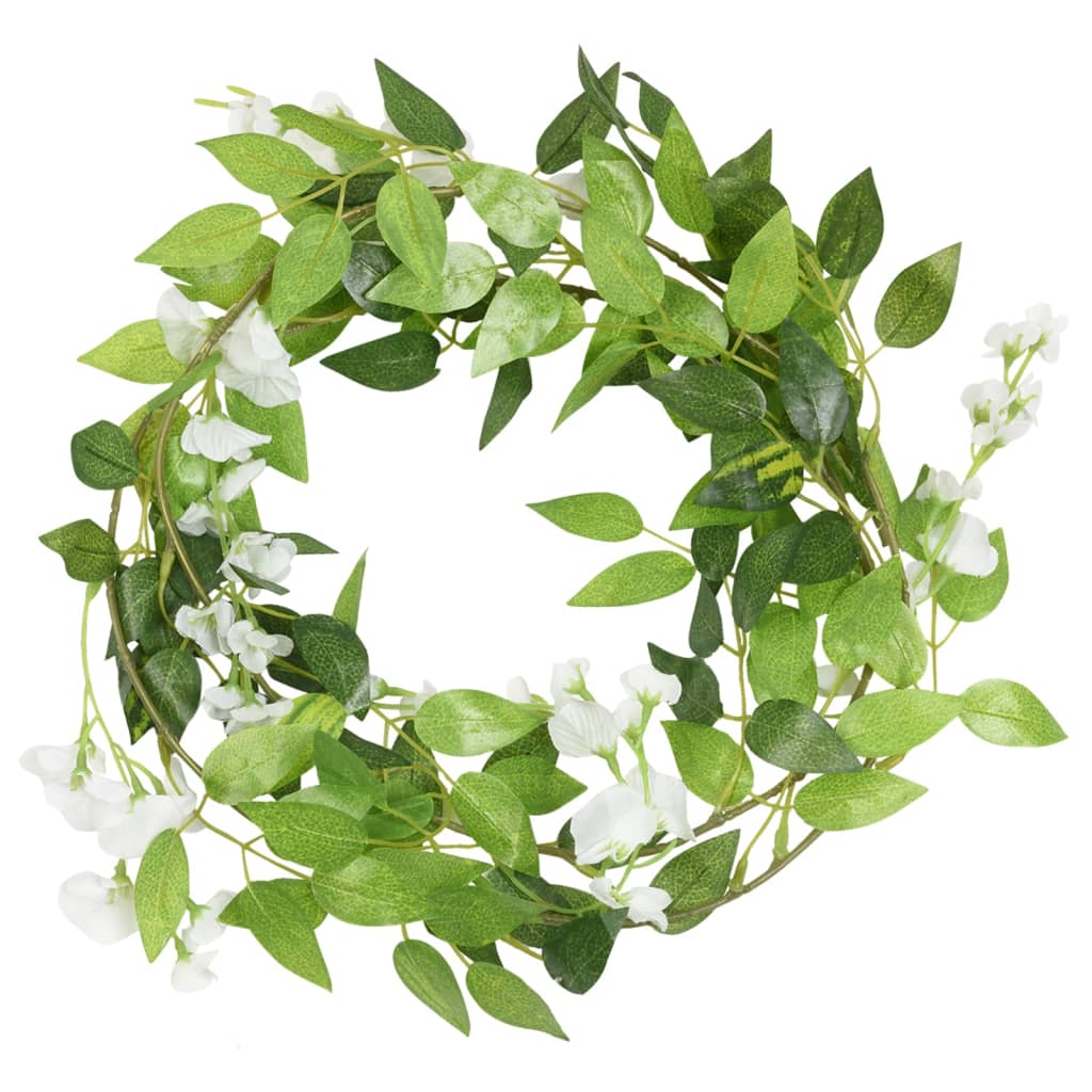 Blomsterkranser for jul 6 stk hvit 200 cm