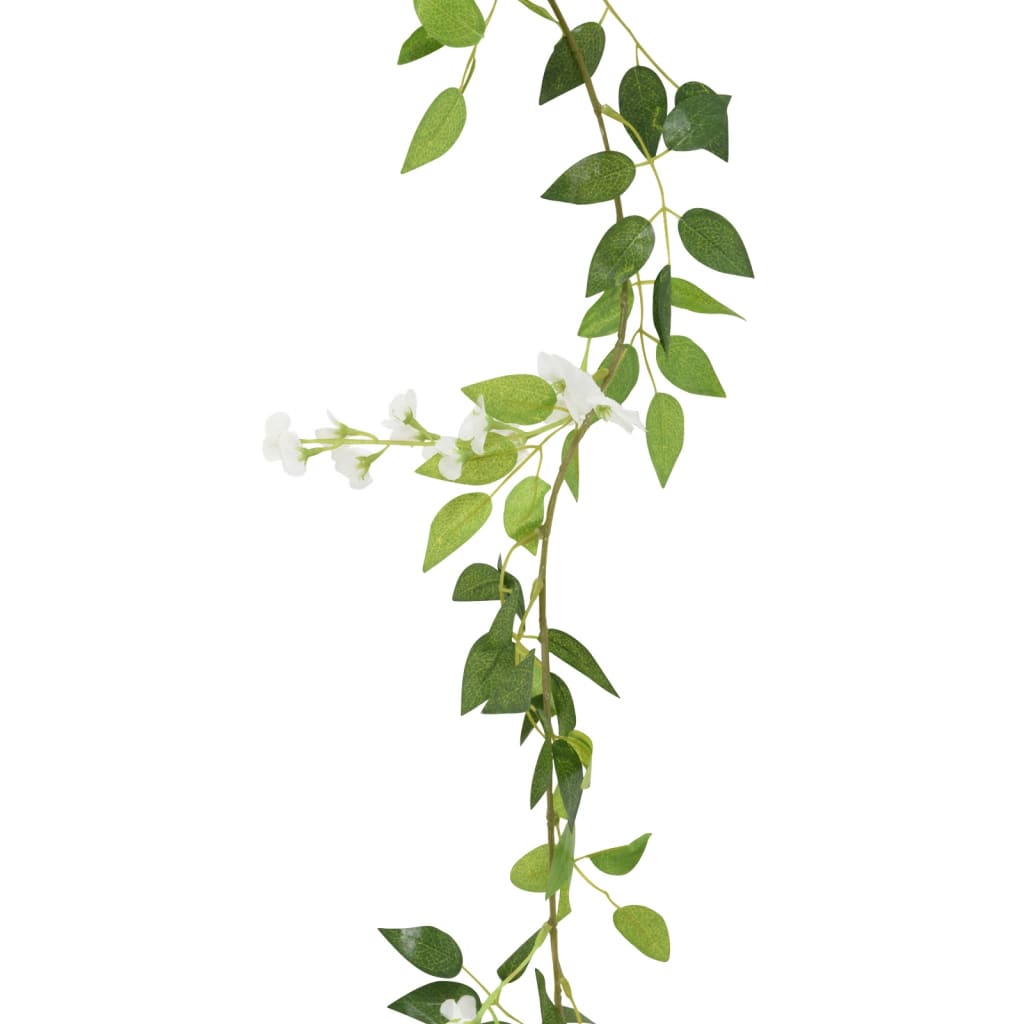 Blomsterkranser for jul 6 stk hvit 200 cm