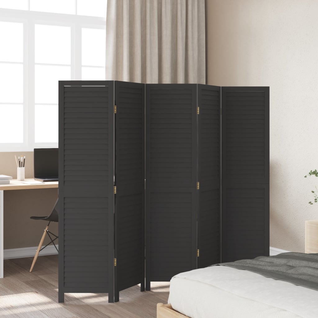 Romdeler 5 paneler svart heltre keisertre