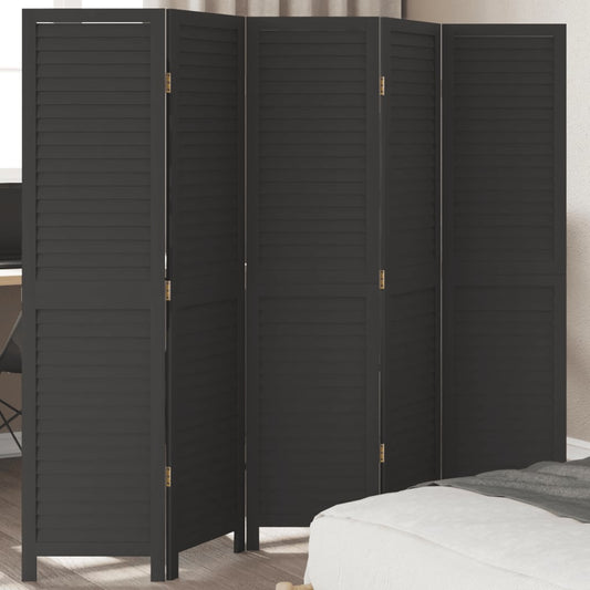 Romdeler 5 paneler svart heltre keisertre