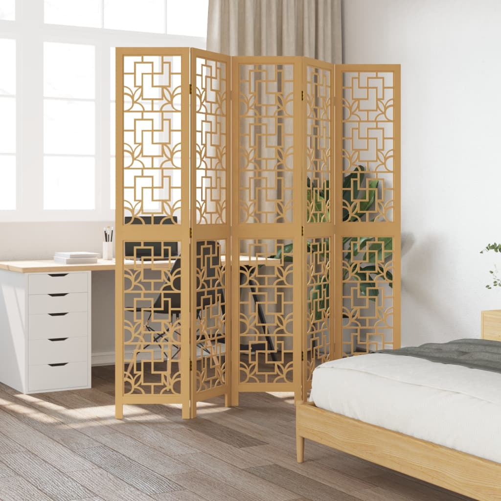 Romdeler 5 paneler brun heltre keisertre