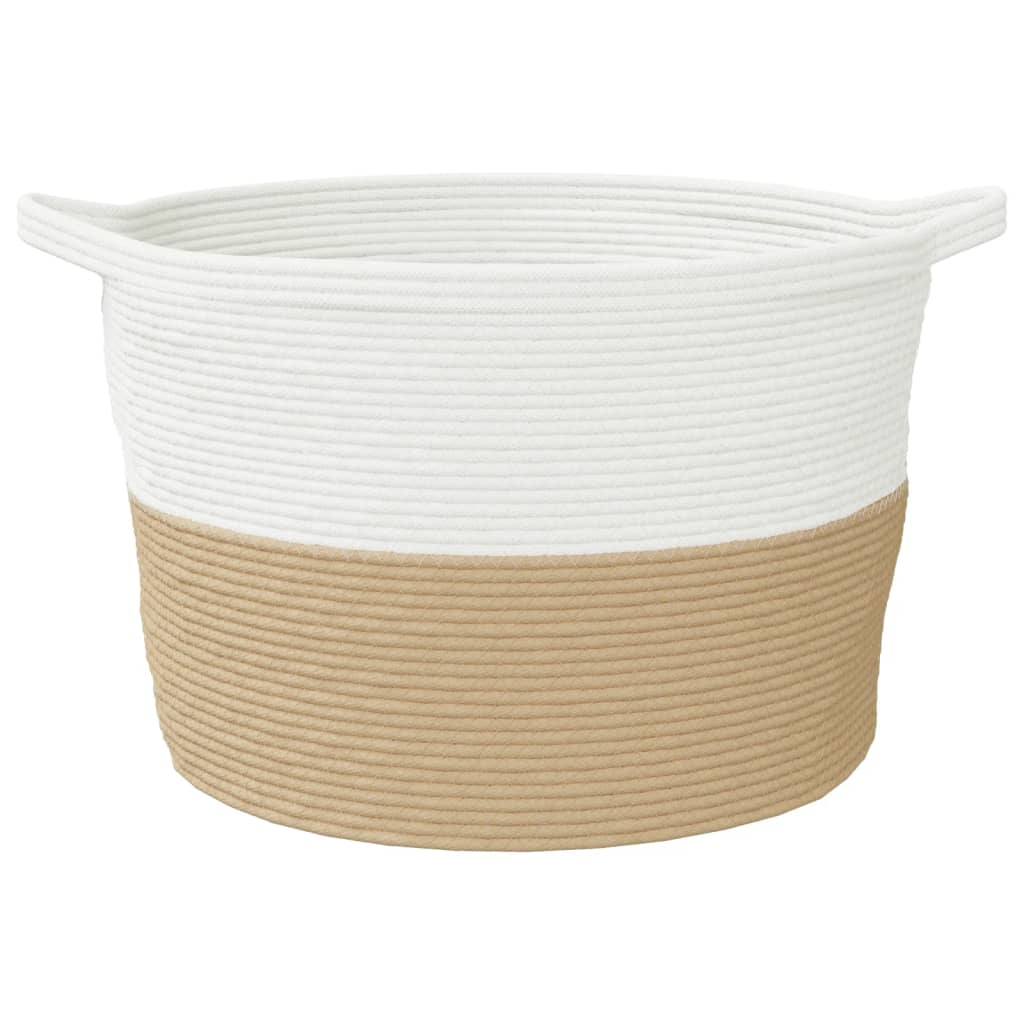Skittentøyskurv beige og hvit Ø60x36 cm bomull