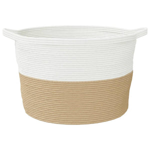 Skittentøyskurv beige og hvit Ø60x36 cm bomull