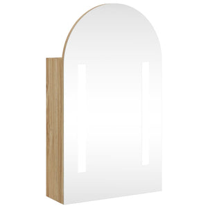 Baderomsspeilskap med LED-lys buet eik 42x13x70 cm