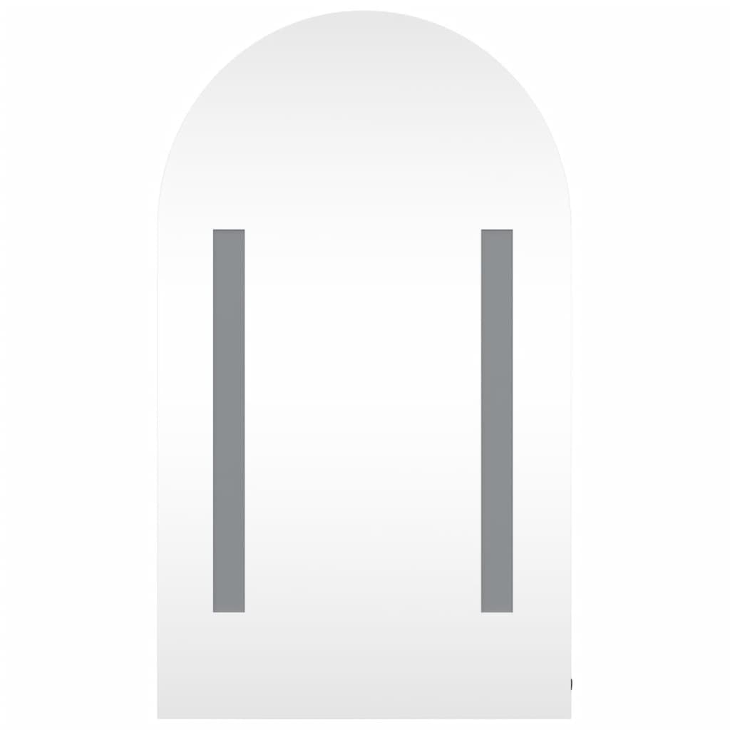 Baderomsspeilskap med LED-lys buet eik 42x13x70 cm