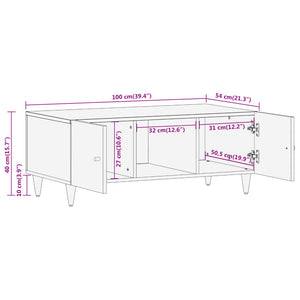 Coffee table 100x54x40 cm solid mango wood