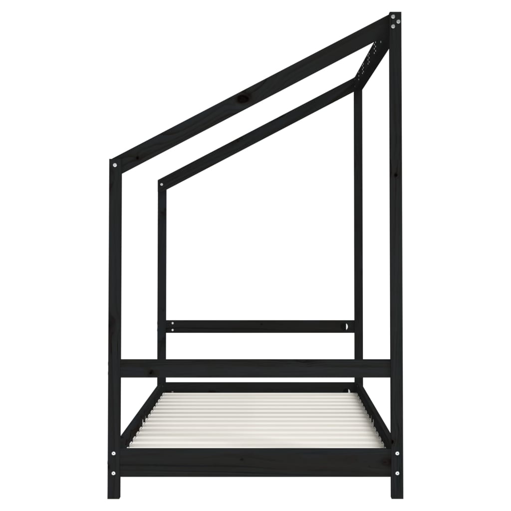 Barnesengeramme svart 90x200 cm heltre furu