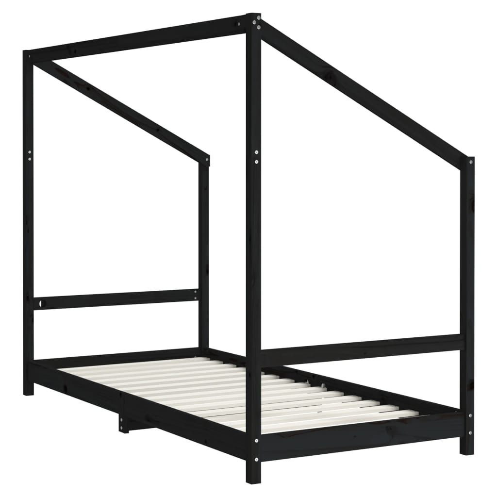 Barnesengeramme svart 90x200 cm heltre furu