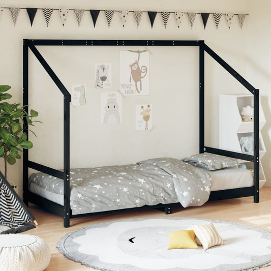 Barnesengeramme svart 90x190 cm heltre furu