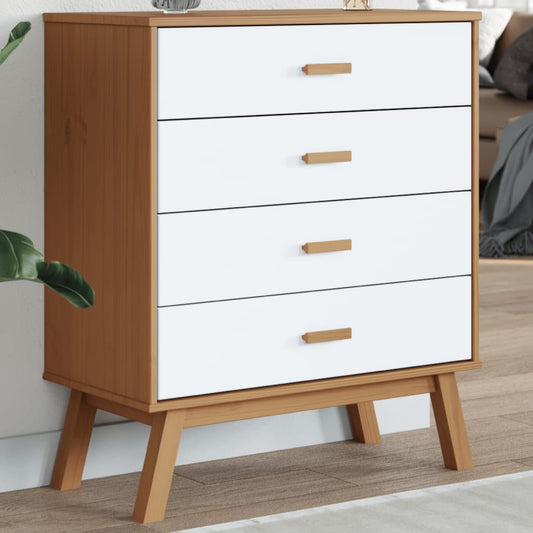 Kommode OLDEN hvit og brun heltre furu