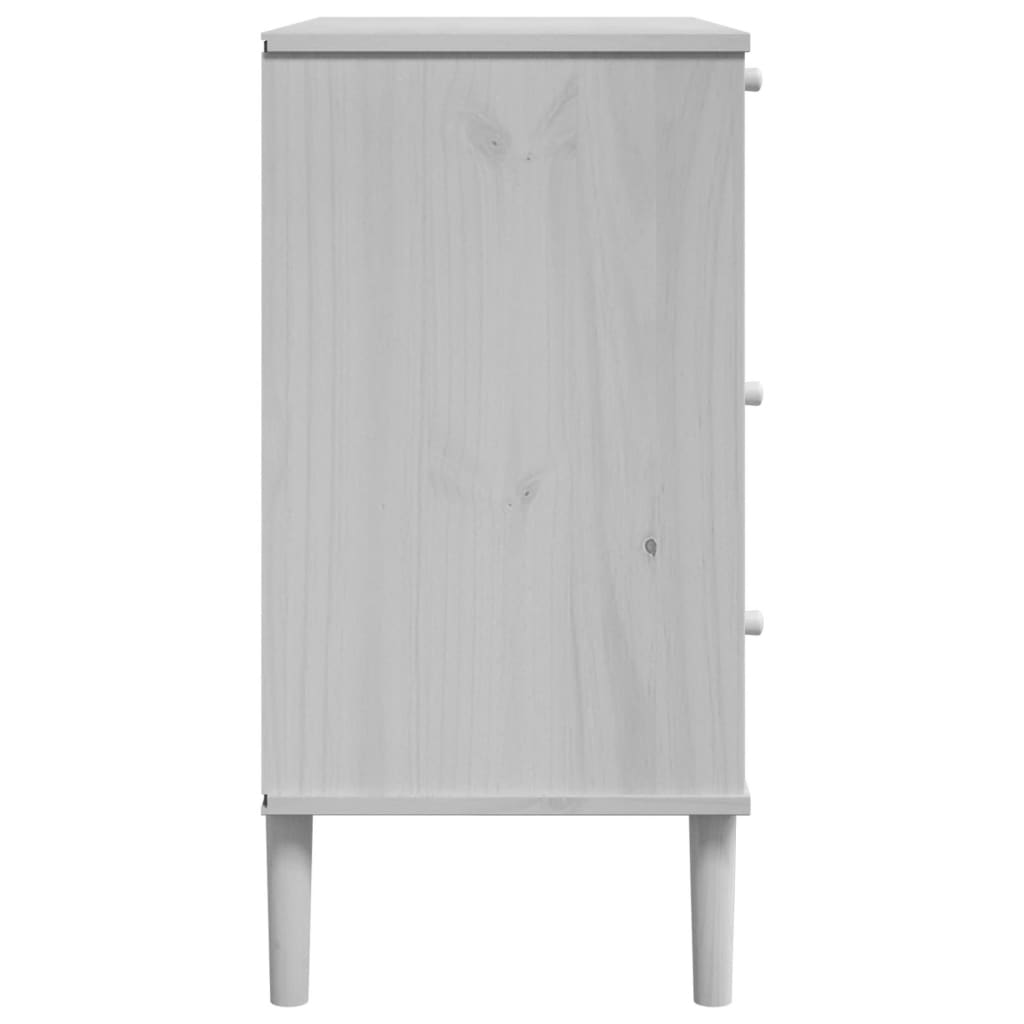 Kommode SENJA rotting-utseende hvit 80x40x80 cm heltre furu