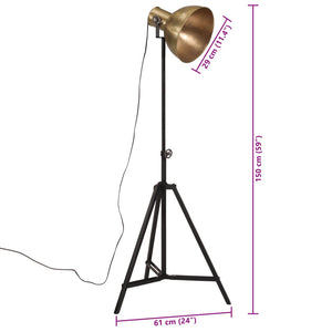 Gulvlampe 25 W vintage messing 61x61x90/150 cm E27