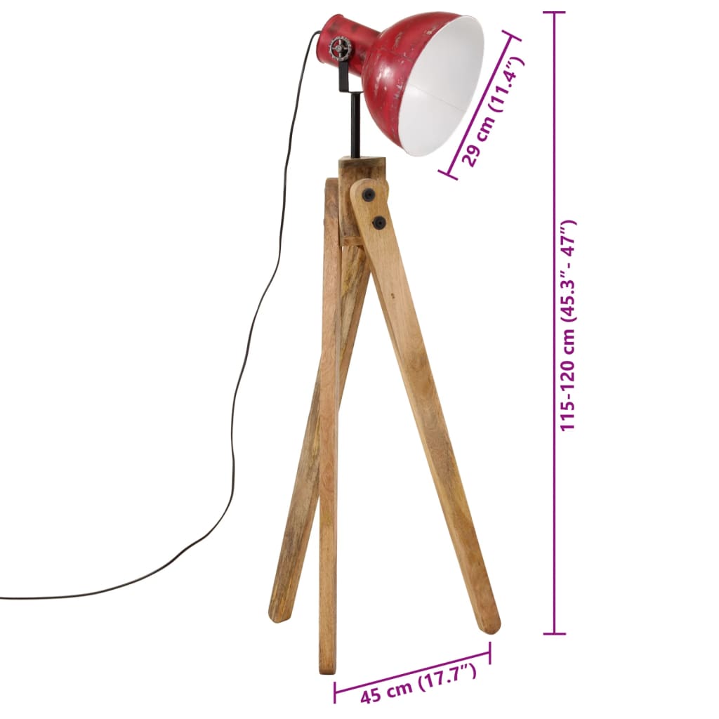 Gulvlampe 25 W mørkerød 45x45x120 cm E27