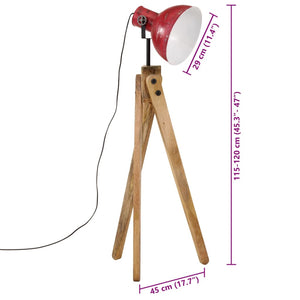 Gulvlampe 25 W mørkerød 45x45x120 cm E27