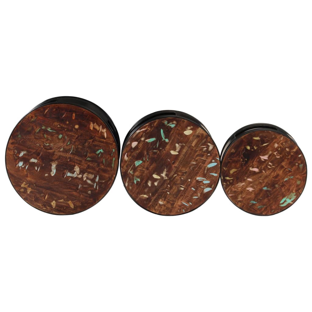 Bar table drum shaped 3 pieces reclaimed solid wood