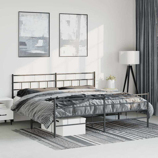 Sengeramme i metall med hode- og fotgavl svart 183x213 cm