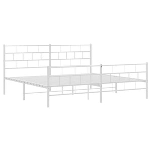 Sengeramme i metall med hode- og fotgavl hvit 200x200 cm
