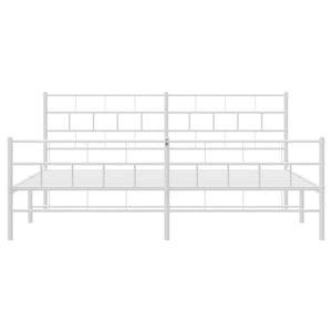 Sengeramme i metall med hode- og fotgavl hvit 200x200 cm