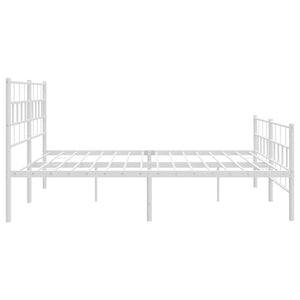Sengeramme i metall med hode- og fotgavl hvit 200x200 cm