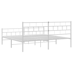 Sengeramme i metall med hode- og fotgavl hvit 200x200 cm