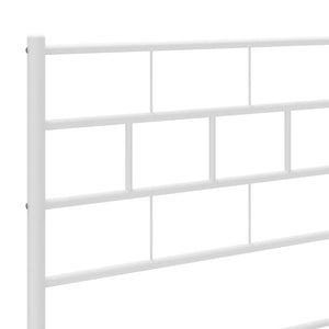 Sengeramme i metall med hode- og fotgavl hvit 200x200 cm