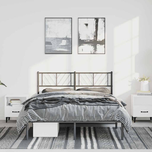 Sengeramme i metall med hodegavl svart 135x190 cm
