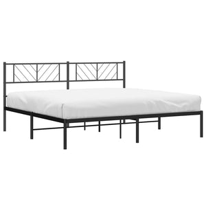 Sengeramme i metall med sengegavl svart 193x203 cm