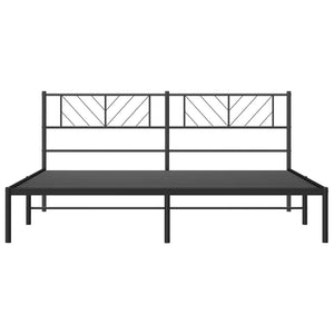 Sengeramme i metall med sengegavl svart 193x203 cm