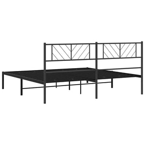 Sengeramme i metall med sengegavl svart 193x203 cm
