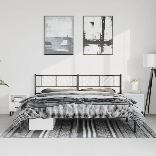 Sengeramme i metall med sengegavl svart 193x203 cm