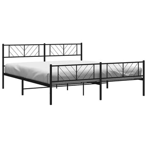 Sengeramme i metall med hode- og fotgavl svart 183x213 cm