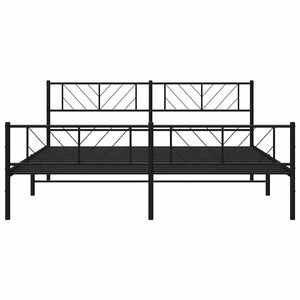 Sengeramme i metall med hode- og fotgavl svart 183x213 cm