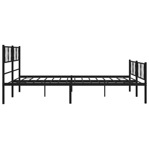 Sengeramme i metall med hode- og fotgavl svart 183x213 cm