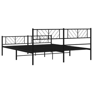 Sengeramme i metall med hode- og fotgavl svart 183x213 cm