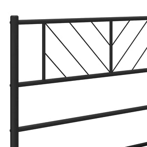 Sengeramme i metall med hode- og fotgavl svart 183x213 cm