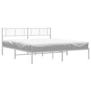 Sengeramme i metall med hodegavl hvit 183x213 cm