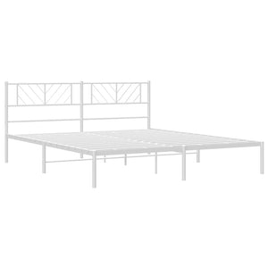 Sengeramme i metall med hodegavl hvit 183x213 cm