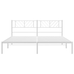 Sengeramme i metall med hodegavl hvit 183x213 cm