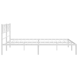 Sengeramme i metall med hodegavl hvit 183x213 cm