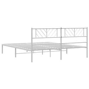 Sengeramme i metall med hodegavl hvit 183x213 cm